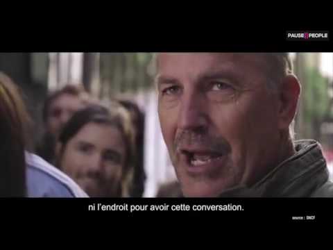 Kevin Costner & Camille Lou dans un spot pour la SNCF