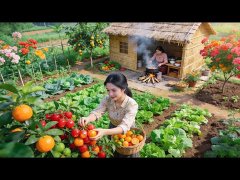 Peaceful Mountain Farm Life of a Young Girl – Daily Gardening, Fresh Harvests & Traditional Cooking
