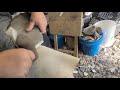 Spalling And Bifacing A Large Flint Nodule