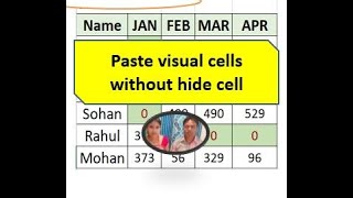 paste visual cells without hide cell | excel