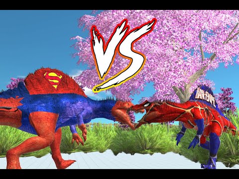 SUPERMAN VS SPIDERMAN SPINOSAURUS DEATH RUN - Animal Revolt Battle Simulator