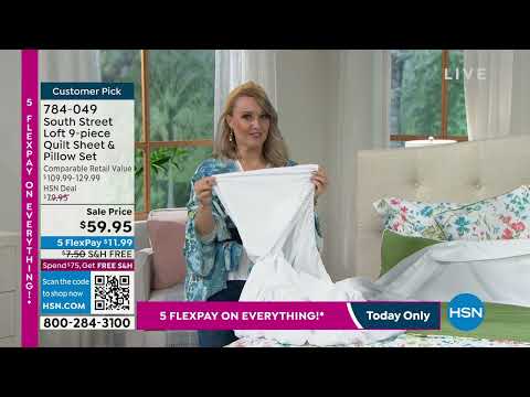 South Street Loft 9piece Quilt, Sheet and Decorative Pil...