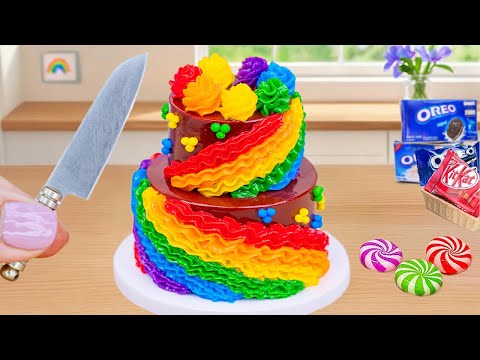 Mini Rainbow Cake Recipe With Chocolate, Amazing Miniature Chocolate Cake Decorating Ideas