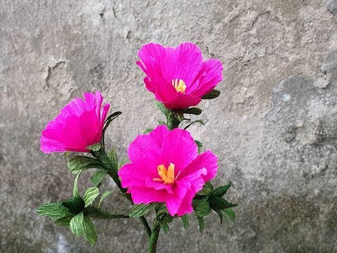 How To Make  portulaca grandiflora Paper flower - Làm Hoa Mười Giờ Bằng Giấy Nhún