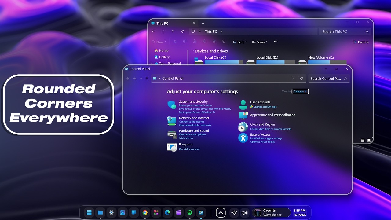 Windows 11, but Everything is ROUNDED & GLASSY!