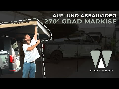 VICKYWOOD – Auf- & Abbau Auto Seitenmarkise 270° LIGHT LEAF