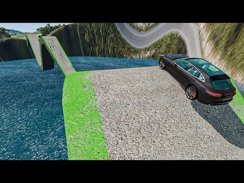 Impossible Weird Wave Bridge Crossing Cars Vs Deep Water Stunt - BeamNG.Drive