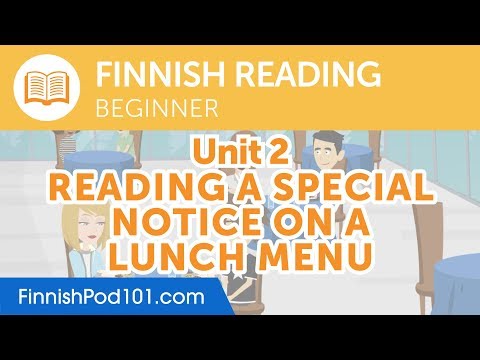 Finnish Beginner Reading Practice - Reading a Special Notice on a Lunch Menu