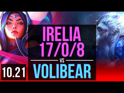 IRELIA vs VOLIBEAR (TOP) | 17/0/8, Legendary, 400+ games | KR Grandmaster | v10.21