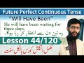 Lecture 44/120 Future Perfect Continuous Tense | Will Have Been / Would've Been