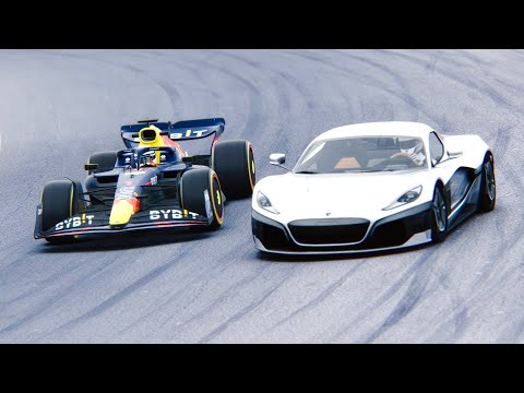 Red Bull F1 2022 vs Rimac Concept Two at Brands Hatch GP
