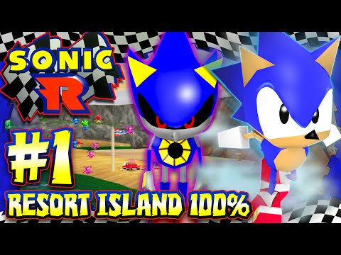 Sonic R - (HD) Part 1 - Resort Island 100% All Coins, Chaos Emeralds, & Metal Sonic