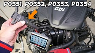 HYUNDAI SANTA FE CHECK ENGINE LIGHT CODE P0351 P0352 P0353 P0354 IGNITION COIL FIX