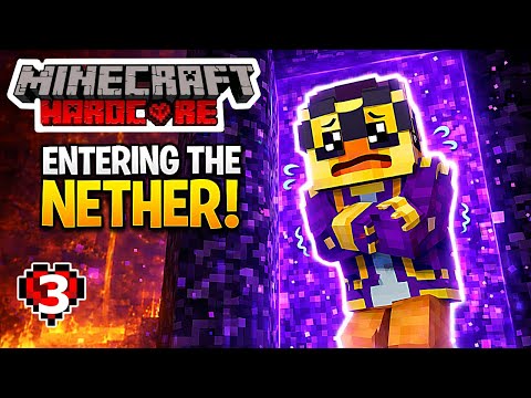 Entering the NETHER on HARDCORE Minecraft!
