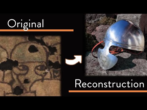 The reconstruction of a high medieval Nasal helmet.