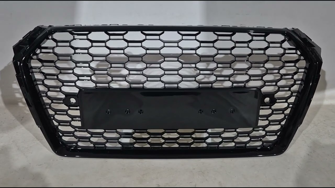 Audi A4 B9 2015–2024 Voorgrille RS-style Quattro (zonder logo, 2015-2019, zwart) Video 1
