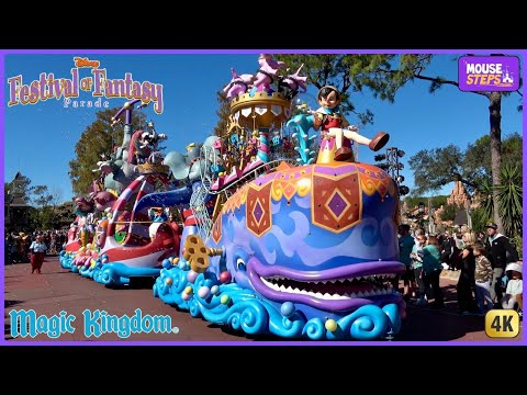 Disney Festival of Fantasy Parade 2025 in 4K - Magic Kingdom Frontierland View - Walt Disney World