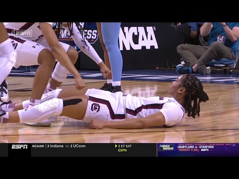 Zia Cooke Hits TOUGH Shot PLUS The Foul In #1 South Carolina's Win Over #5 UNC In The Sweet 16