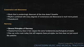 Musical Composition Craft and Art - # 34 - On Modern Music and Musical Tradition