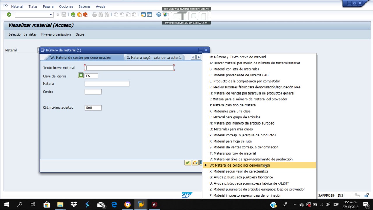 SEARCH FOR MATERIAL CODE IN SAP