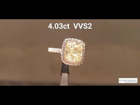 4.03ct VVS2 Light Canary Diamond Ring R9665