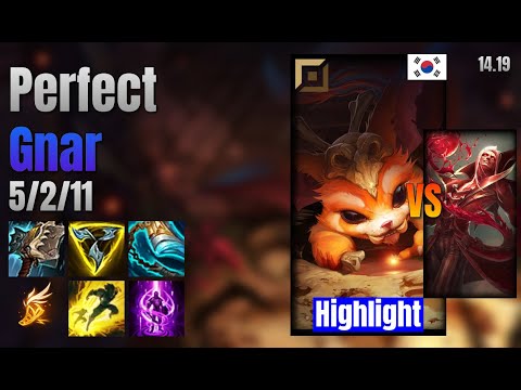 Perfect Top Gnar vs Vladimir lol KR solo rank Highlight 14.19