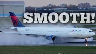 Ultra Smooth Landing Delta Airlines A330 Schiphol Airport
