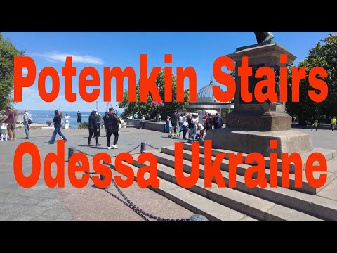 4k - Tour of the area around Potemkin Stairs in Odessa, Ukraine 🇺🇦