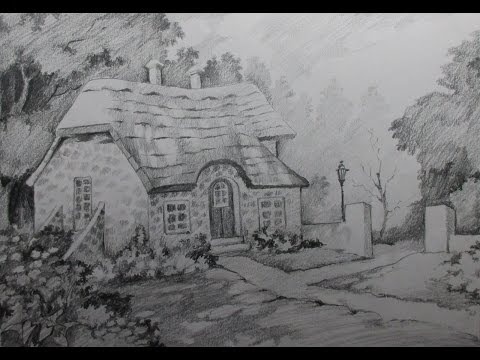 Mountains and Pine Tress Watercolor Pencil Landscape Drawing | steps to follow