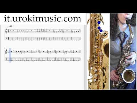 Lezioni di Sassofono Contralto C#1 S#1 L#13 Melodia Tutorial Spartito Imparare Insegnante Metodi Par