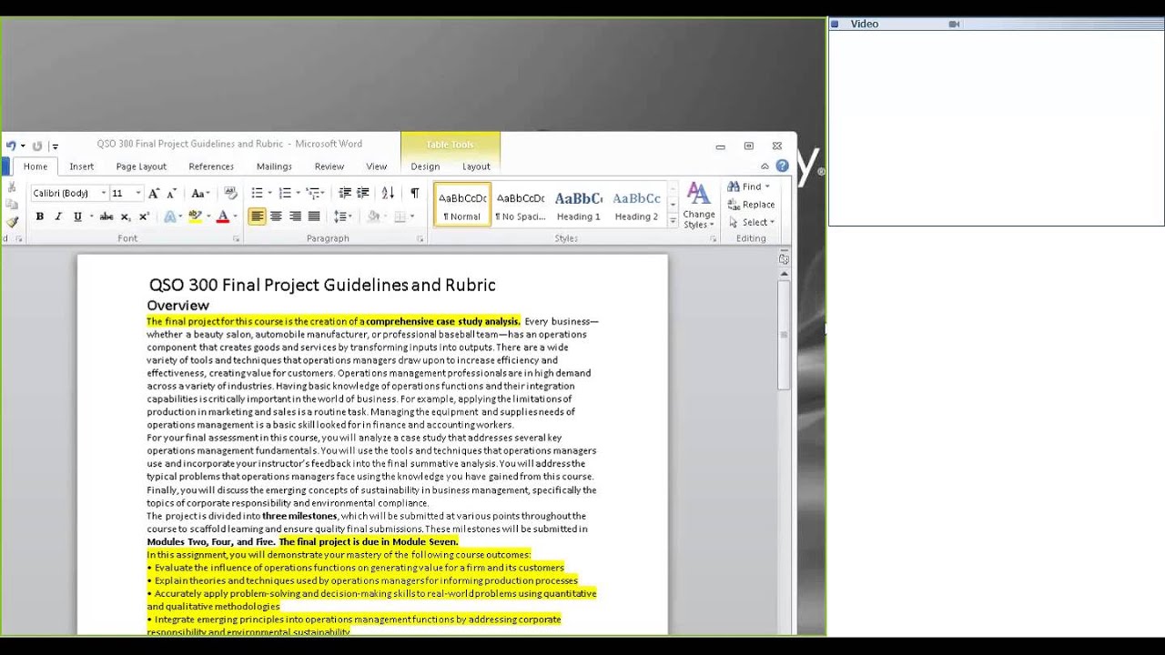 QSO-300 Milestone Help Webinar: Part 4 - Final Project and Q&A
