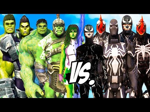 HULK ARMY SIUT vs VENOM ARMY SUIT - THE HULK, SHE HULK, RAGNAROK, AVENGERS, AMADEUS  vs VENOM MOVIES