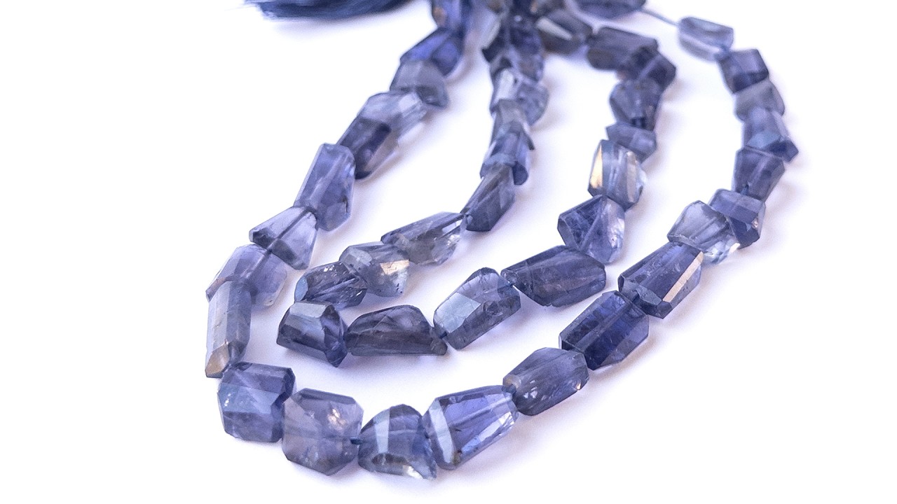 Iolite | Faceted Tumble | 8-10mm Bead Size | 25cm Strand Length video
