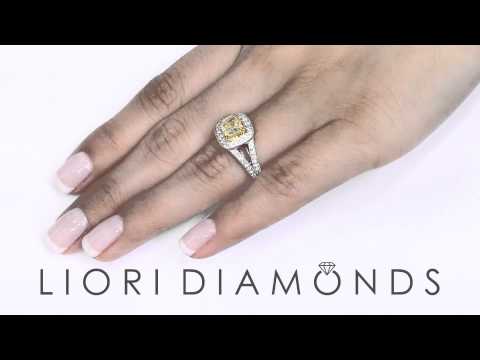 FD-014 - 2.25 Ct. GIA Certified Natural Fancy Yellow Cushion Cut Diamond Engagement Ring