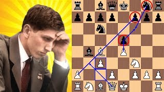 Bobby Fischer blasts Reuben Fine in 17 moves with the Evan's Gambit | 1963