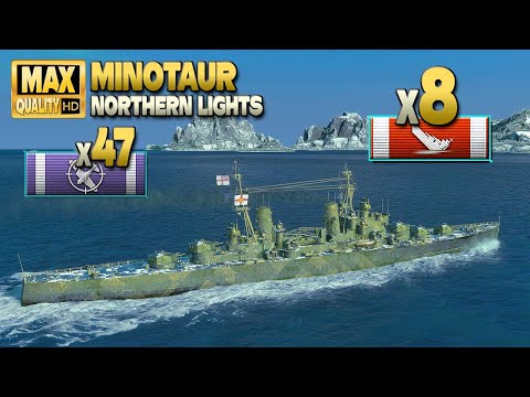 Cruiser Minotaur: Payback, right in time on map Northern Lights - World of Warships