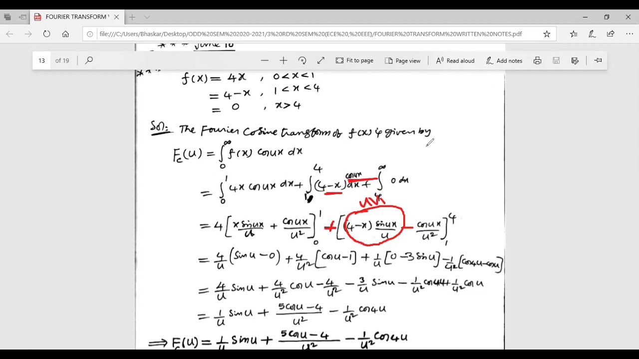 Fourier Transforms & Numerical Differentiation FOURIER AND INVERSE FOURIER COSINE AND SINE TRANSFORM