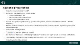 Seasonal preparedness overview