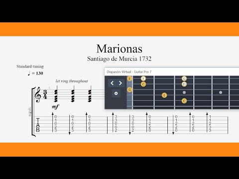 Marionas - Santiago De Murcia (1732) - Classical Guitar Tab