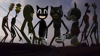 TEAM Siren Head VS Roblox Innyume Smiley VS TEAM Cartoon Cat VS Mickey Mouse VS TEAM Traffic Head