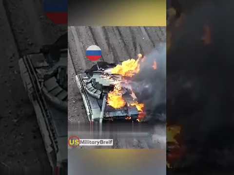 Freshly Painted Russian T-72 Tank Destroyed by Ukrainian Drones
