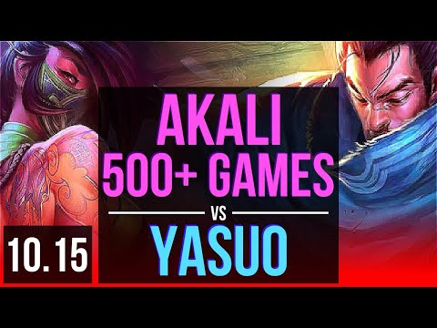AKALI vs YASUO (TOP) | 500+ games, 2 early solo kills, KDA 10/2/7 | KR Master | v10.15