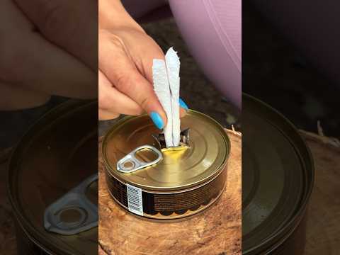 DIY: Creating a Fire Stove using a Canned Food 🔥🍗 #survival #skills #camping #girl #fire