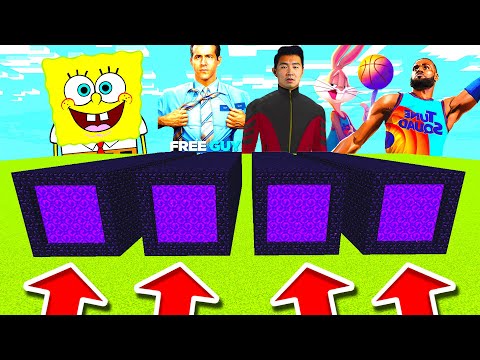 FuzionDroid - Minecraft PE : DO NOT CHOOSE THE WRONG LONG PORTAL! (Free Guy, Space Jam, Shang-Chi & Spongebob)