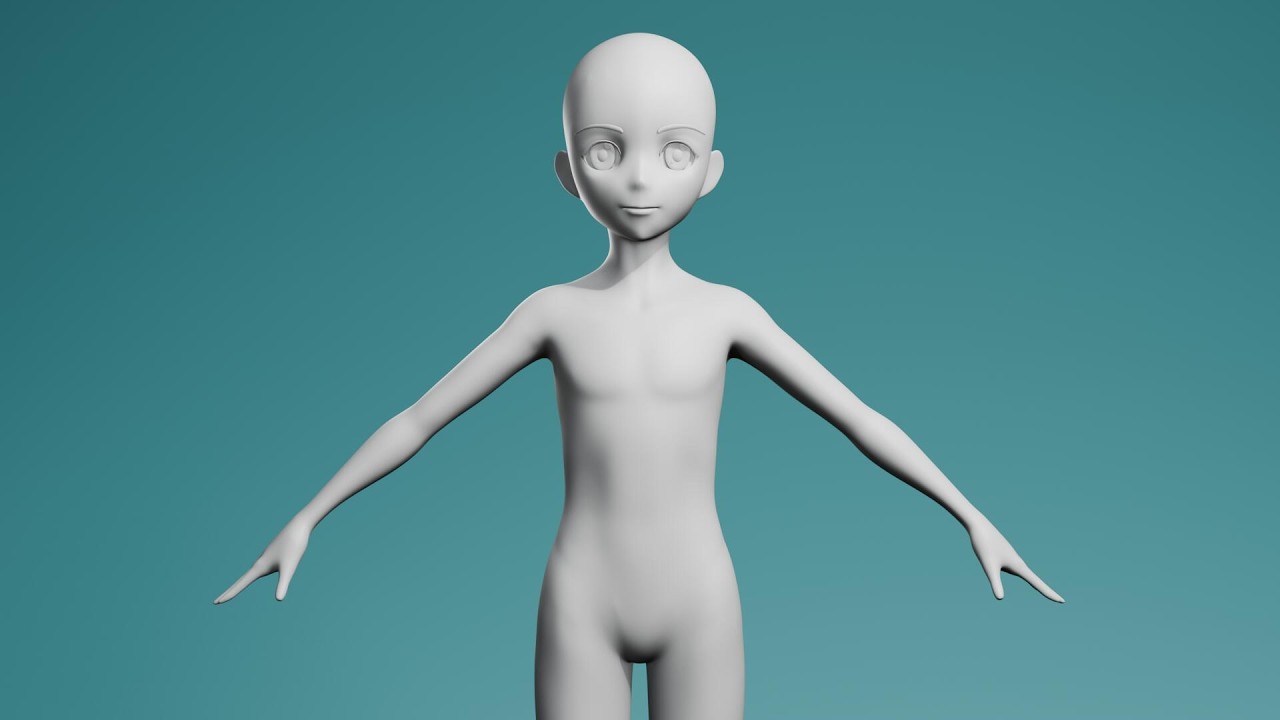 Stylized Anime Boy Character Base Mesh 3D Model
