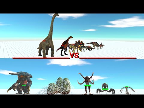 Herbivores Dinosaurs vs Alien Exotica - Animal Revolt Battle Simulator - ARBS