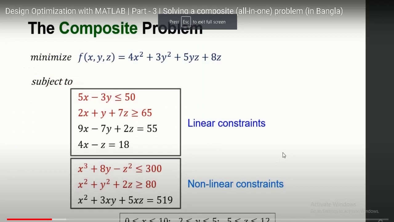 EES (Optimization problems with inequality )