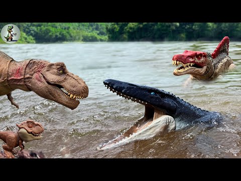 Spinosaurus & T-Rex Vs Mosasaurus 🦖 Jurassic World Rebirth | Dinosaur Toys Movie
