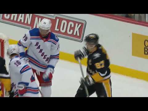 End Of Period Scrum Develops Between Pittsburgh Penguins And New York Rangers
