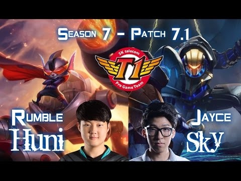 SKT T1 Huni RUMBLE vs SKT T1 Sky JAYCE Top - Patch 7.1 KR Ranked